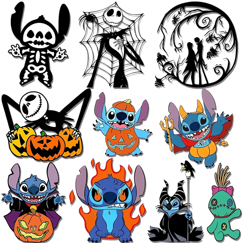 

Halloween Jack Skeleton Christmas Eve Horror Stitch Pattern Iron On Transfer Patches for Clothing DIY T-shirt Appliques