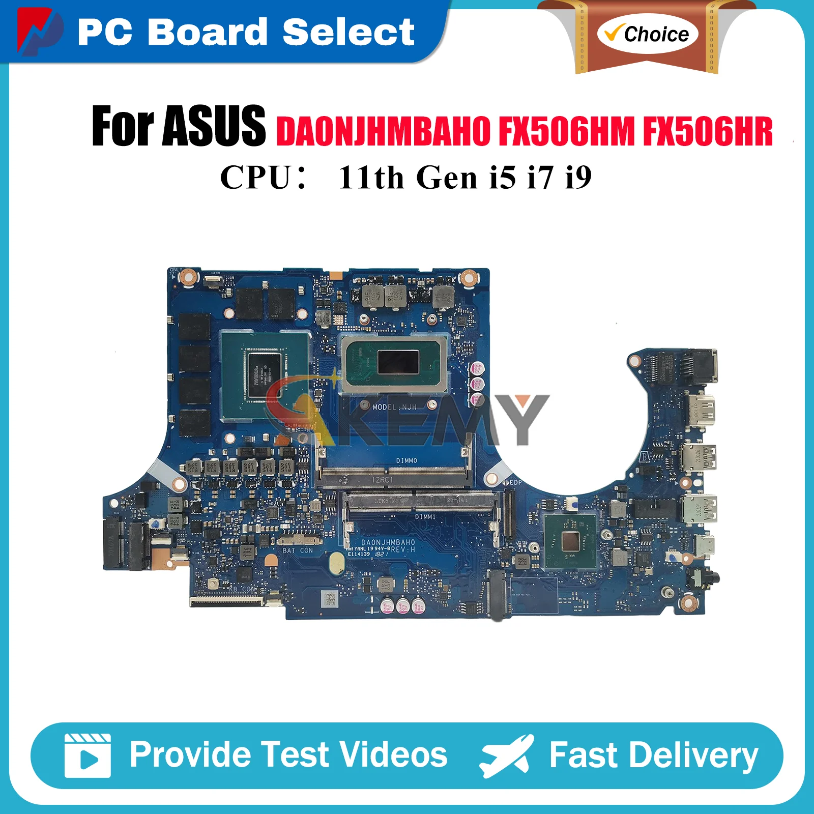 

DA0NJHMBAH0 Laptop Motherboard For ASUS TUF Gaming FX506HM FX506H FX506HR Mainboard W/ 11th Gen i5 i7 i9 100% tests OK fast ship