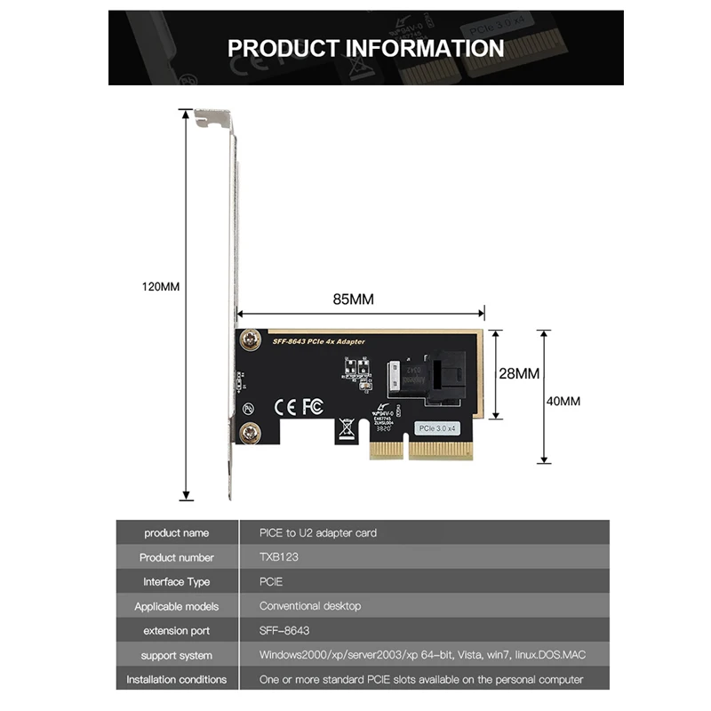 لعبة U.2 توسيع ، بطاقة PCIe x4 إلى ، محول بطاقة الناهض ، وحدة تحكم بطاقة PCI E Sata ، محول PCI-E لسطح المكتب