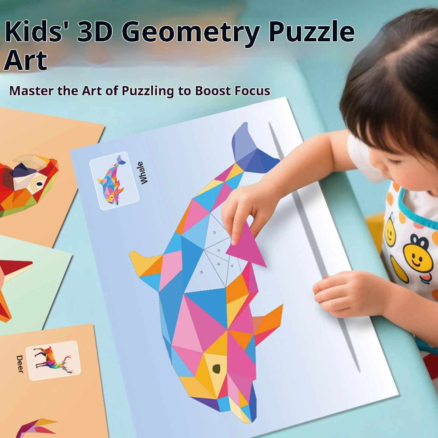 6 collage geometriche Puzzle per bambini Migliora la concentrazione Adesivi fatti a mano Adesivi giocattolo per l'illuminazione dell'addestramento cognitivo degli animali