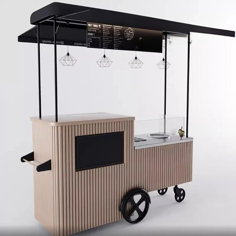 Scenic mobile snack cart, outdoor food cart, shopping mall promotion wine stall promotion ice cream sales cart