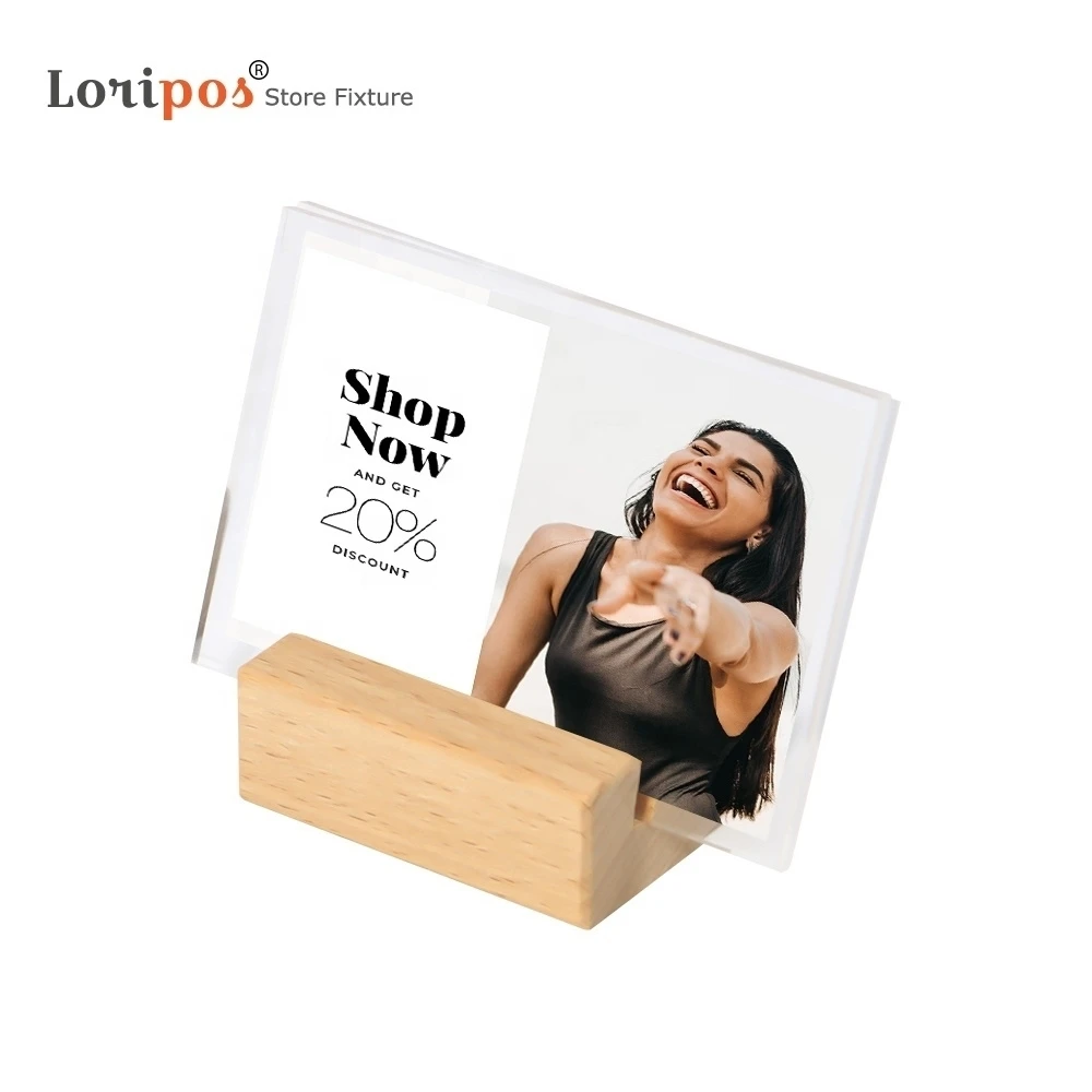 90*60mm Slope Wooden Table Photo Name Card Tag Holder Frame Oblique Plane Desk Sign Stand Display Rack