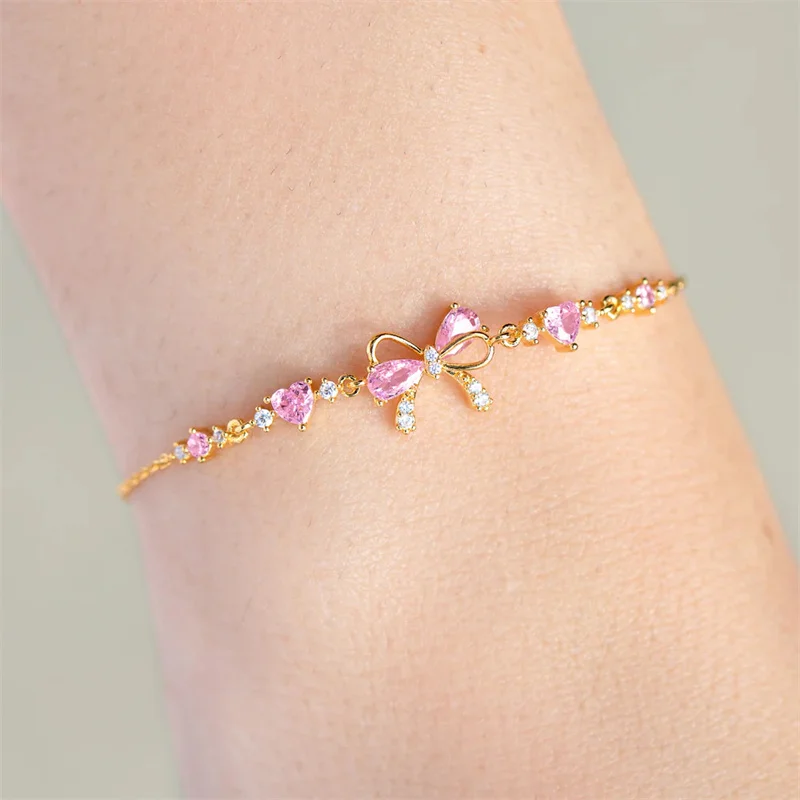 Exquisite Sweet Bowknot Heart Bracelet For Women Girls Fashion Versatile Cute Bracelet Jewelry Accessories Valentines Gifts image 3