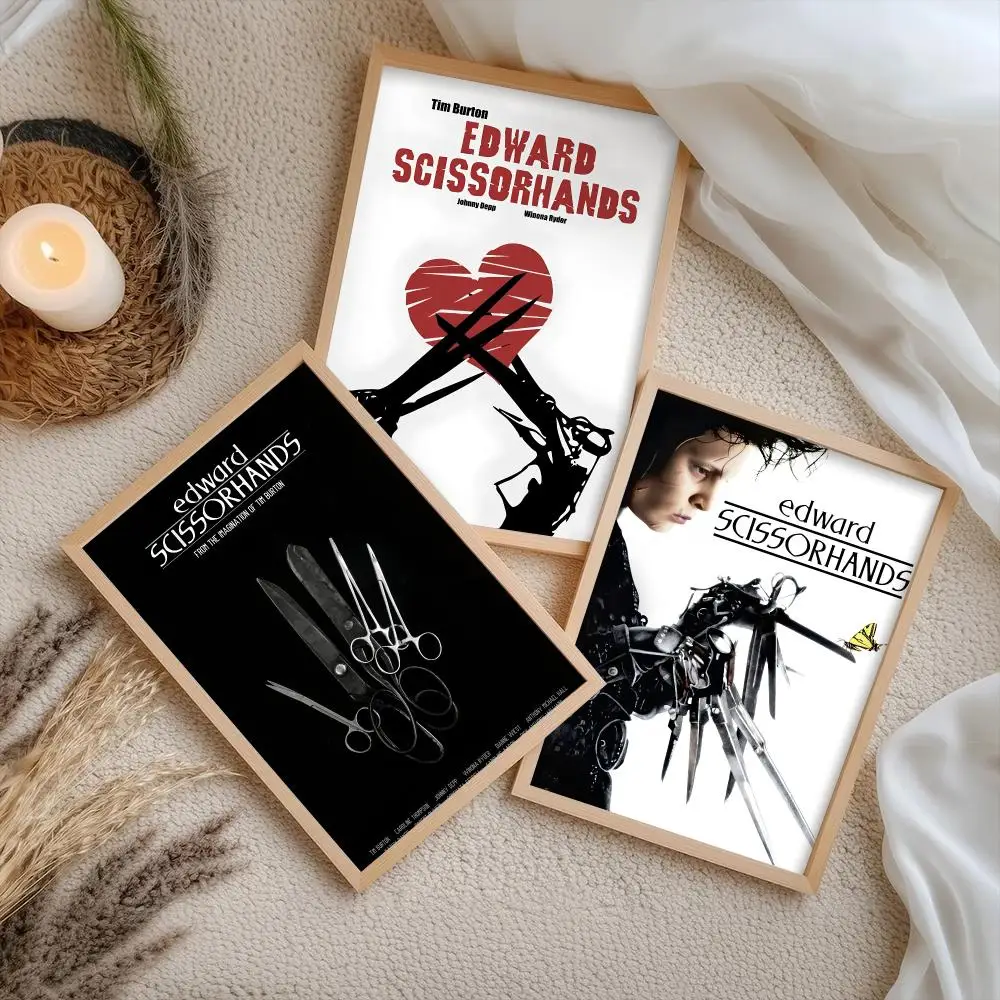 E-Edward Scissorhands Poster Stickers Self-Adhesive Painting Mural Decor Wall Decals for Bedroom Living Room Home HD Gift