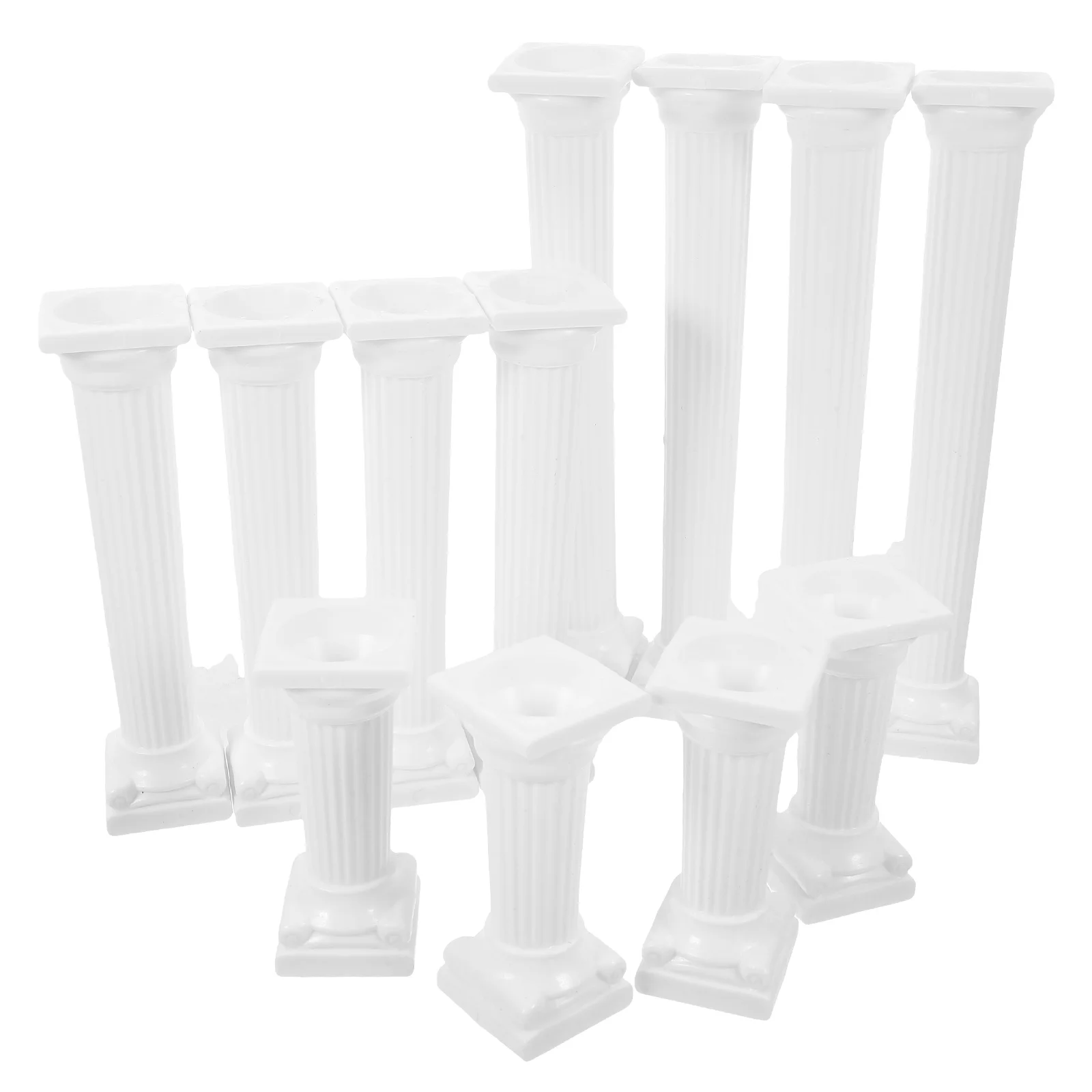 12 Pcs Crafts Square Octagonal Roman Column Shooting Props Scene Decoration Architectural Sand Table Mini Pillars Greek