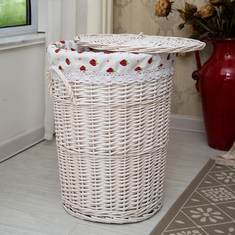 Vine woven storage basket with lid for clothes storage box for dirty clothes storage basket for fabric and bamboo woven storage