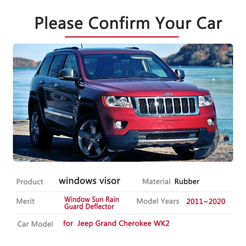 Windows Visors for Jeep Grand Cherokee WK2 2011~2020 Wind Deflectors Anti-rain Sun Guard Shades Awning Trim Car Accessories 4PCS