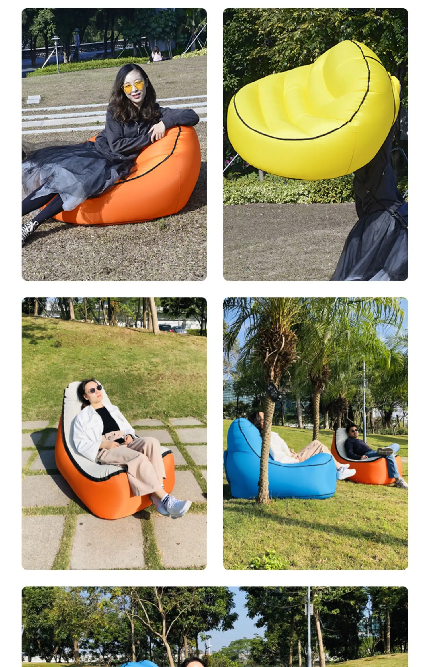 Music Festival Inflatable Sofa Outdoor Camping Tool Single Lying and Sleeping Air Bed Portable and Foldable Lazy Air Cushion