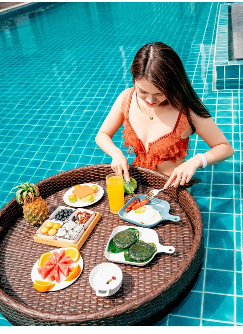 Tengbian Floating Tray Water Breakfast Basket Homestay Hotel Villa Swimming Pool Afternoon Tea