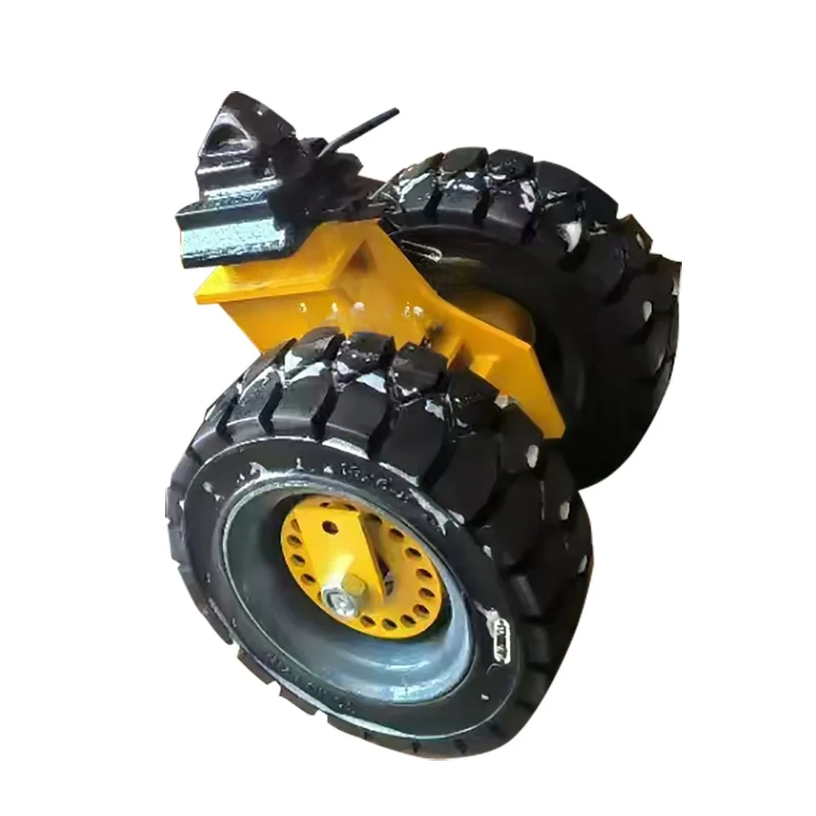 

16\" Swivel Steel Caster Wheel Kit 6 Tons Capacity Dual Solid Rubber Off-Road ISO Shipping Container Moving Tyres