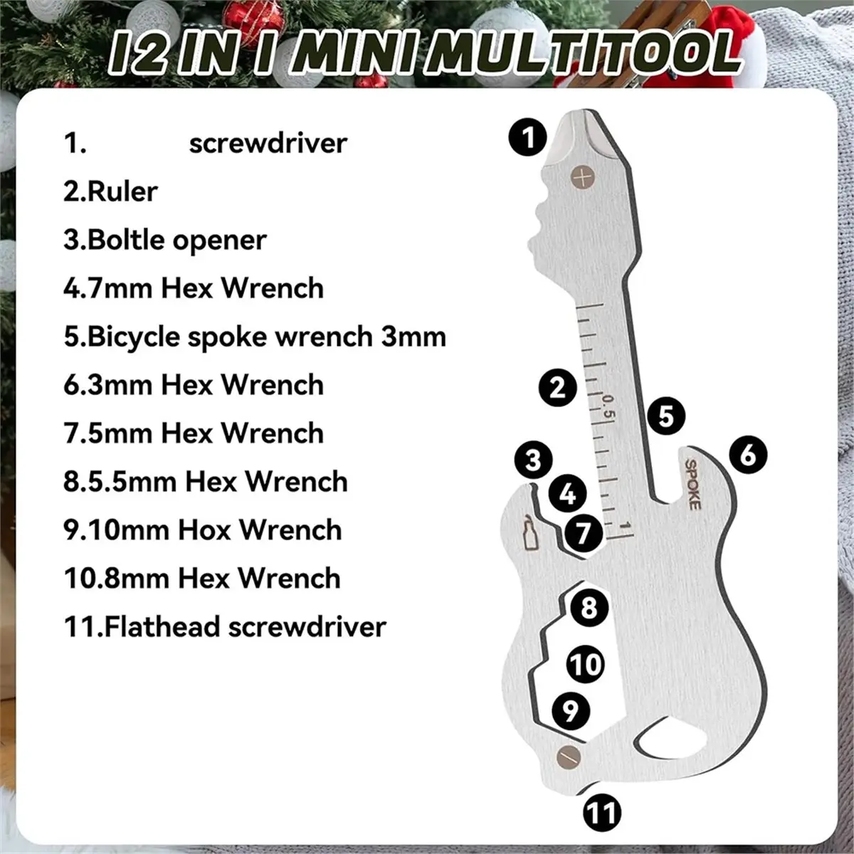 

Мульти-набор инструментов в форме гитары из 12 предметов для мужчин, идеально подходит для самостоятельного изготовления, кемпинга и путешествий [2026 MOCC]