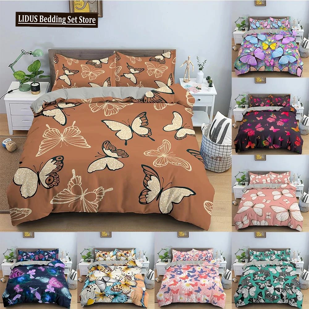 

3D Printed Bedding Set Butterfly Pattern Duvet Cover Comforter Covers Single Twin King ​Size Quilt Cover With Pillowcase 2/3PCS