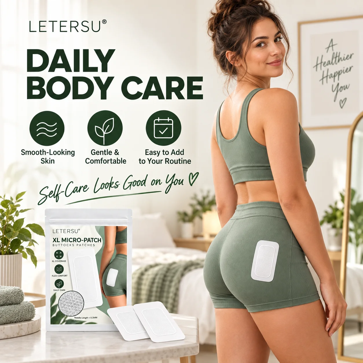 5PCS Microneedle Buttocks Patches XL, Micro Needle Butt Care Stickers, Large Flexible Body Beauty Patches for Daily Skin Care