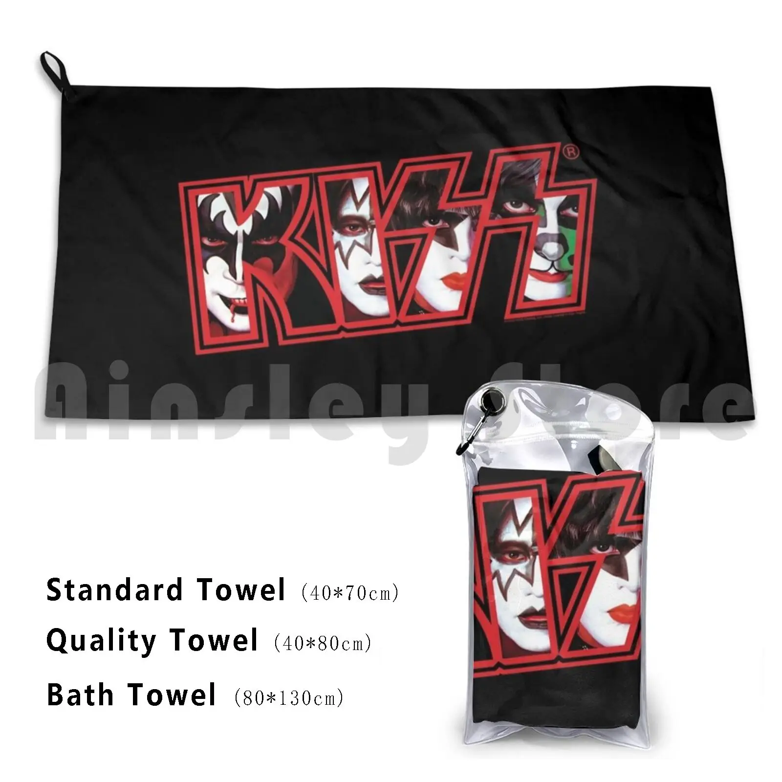 Kiss Band Beach Towel Quick Dry Quality Towel Kiss Kiss Fan Art Kiss Band Kiss Music Rock Starchild Demon Spaceman