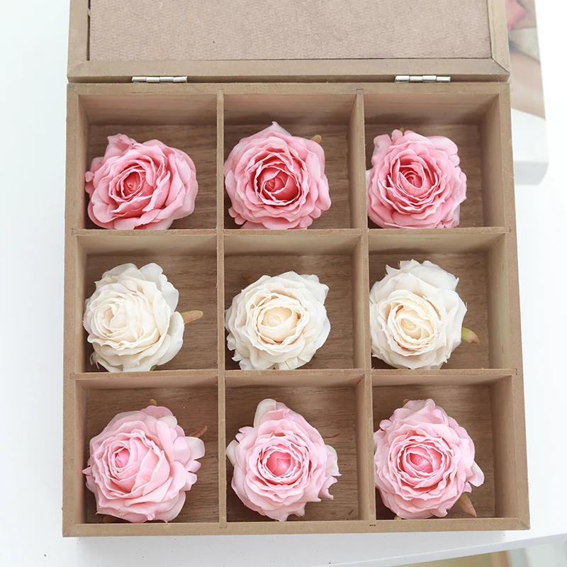 

5pcs Artificial Flower Burning Edge Rose Head Wedding Car Decoration Dinner Table Silk False Rose Family DIY Birthday Garland