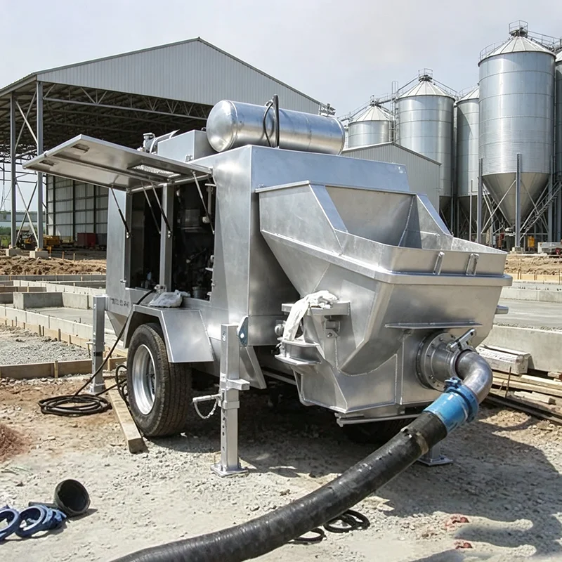 Trailer Concrete Pump Easy Move Stationary Concrete Pump for Small Medium Construction Sites
