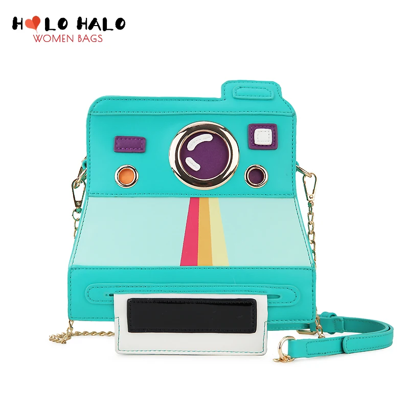 Novelty Polaroid Shape Chain Shoulder Bag for Women Fashion Cartoon Camera Purses and Handbags Girls Crossbody Bag Green Clutch