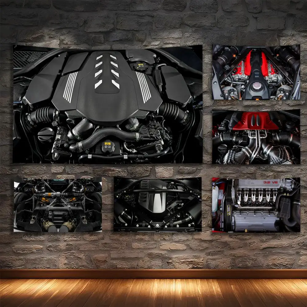 

Super Car Engine Mechanical Tapestry Custom Living Bedroom Party Dormitory Interior Wall Bohemian Decoration Attached Clip