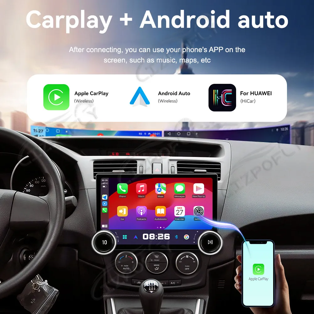 

Автомагнитола Lizpofly Upgrade 11.5 дюймов для Mazda 5 2011–2015 с беспроводными Carplay и Android Auto, сенсорным экраном и GPS-навигацией