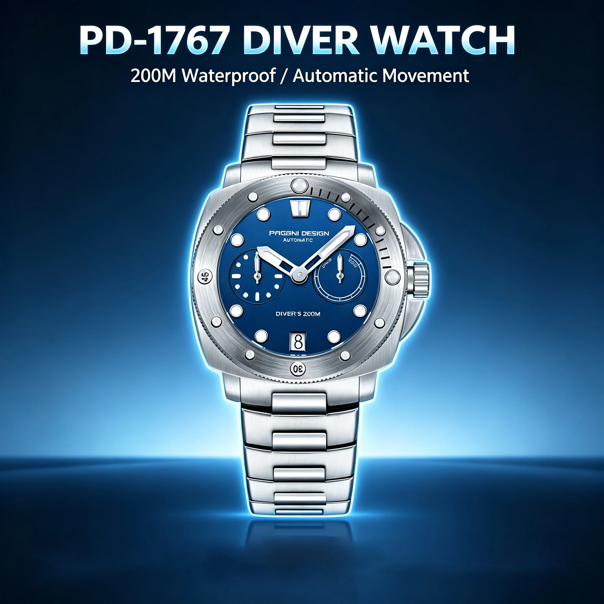 PAGANI DESIGN Men's Automatic Mechanical Wristwatch CAL.2C10 Sapphire Stainless Steel Waterproof Watch for Men Reloj Hombre