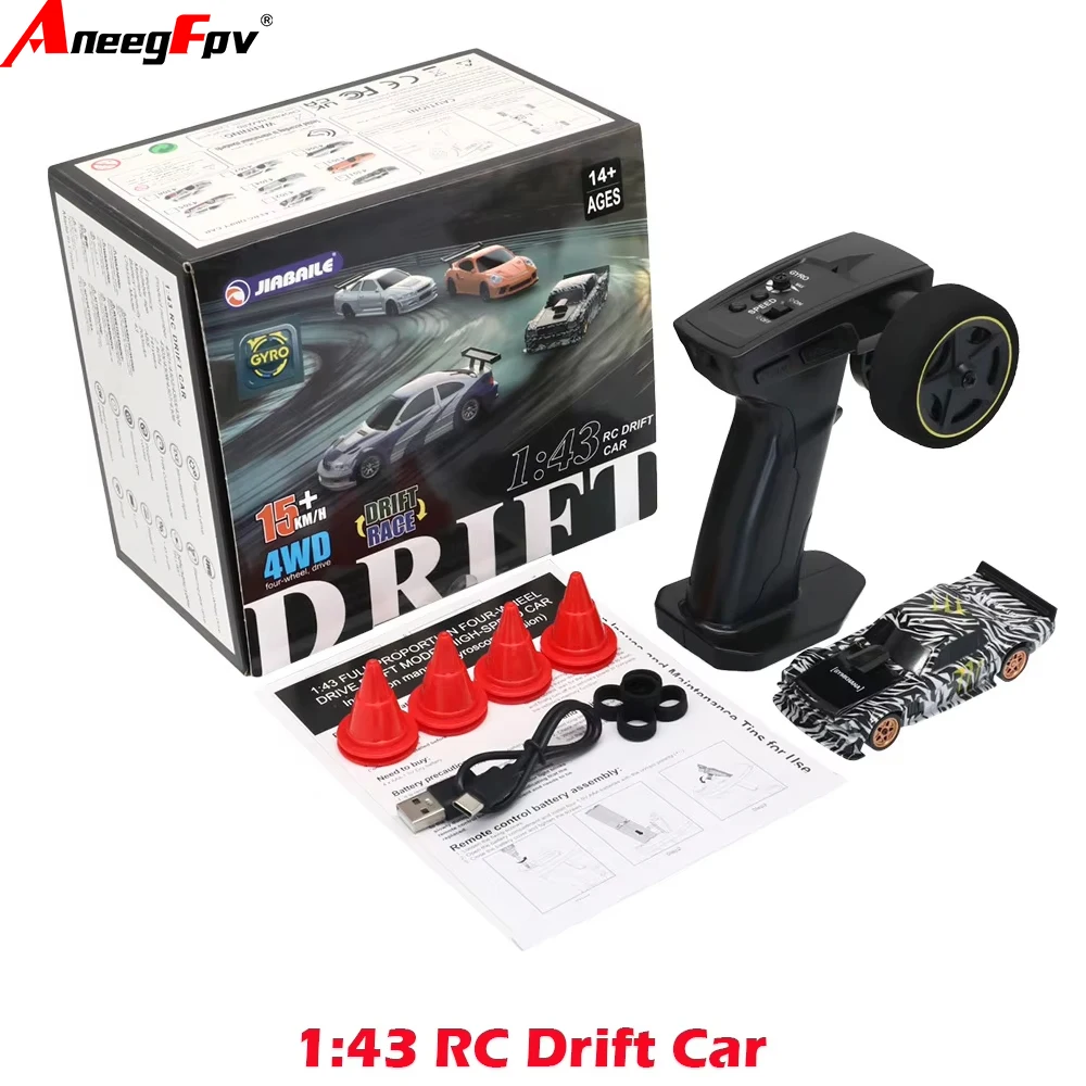 RC Toys 1/43 Scale RC Drift Car with Gyro Upgraded Ver 2.4G Remote Control 4WD Radio Control Mini Race Car for  Traffic Cones