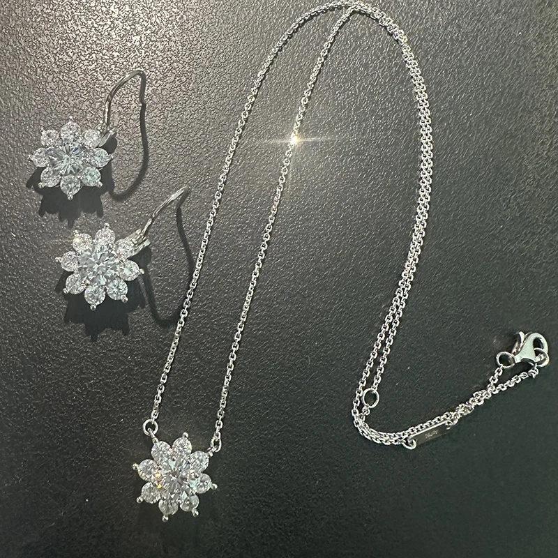 

Pure 925 Sterling Silver Jewelry For Women Flower Design Wedding Jewelry Set Sunflower Earrings Necklace Party Fine Jewelry