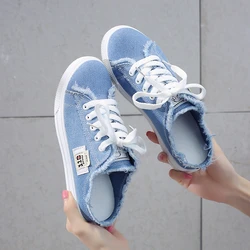 Women Fashion Canvas Shoes Flat Sneakers Casual Slippers Female Low Upper Mules Laceup Women's Slippers 2022 New Spring Summer