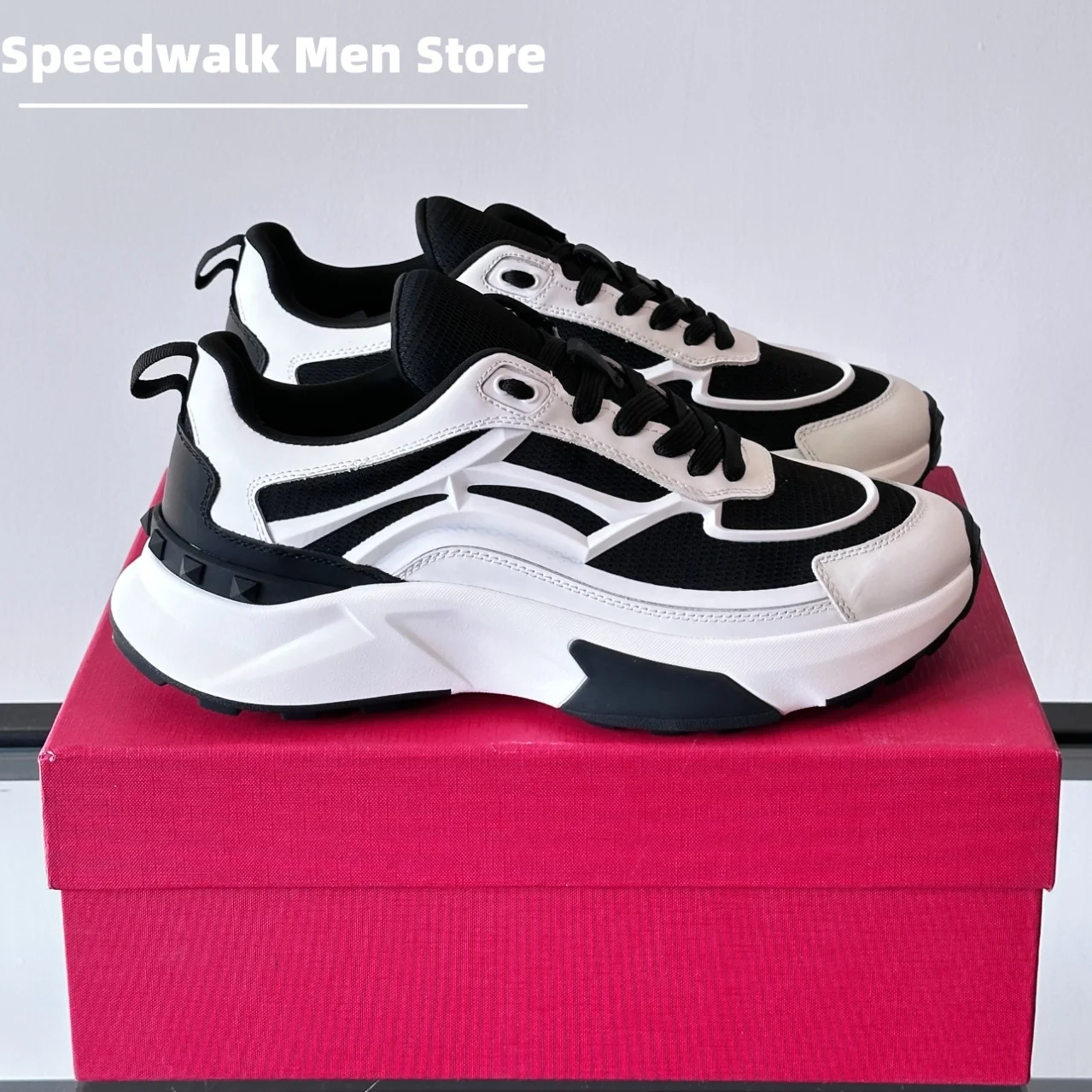 Men Height Increasing Chunky Platform Dad Sneakers Breathable Mesh Rivet Thick Sole Trainers Non Slip Casual Shoes Street