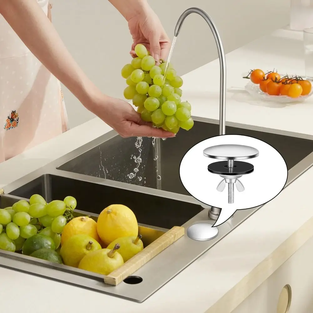 

Kitchen Accessories Black Silver Sink Hole Cover Stainless Steel M6 Sink Tap Hole Cap Sink Plug