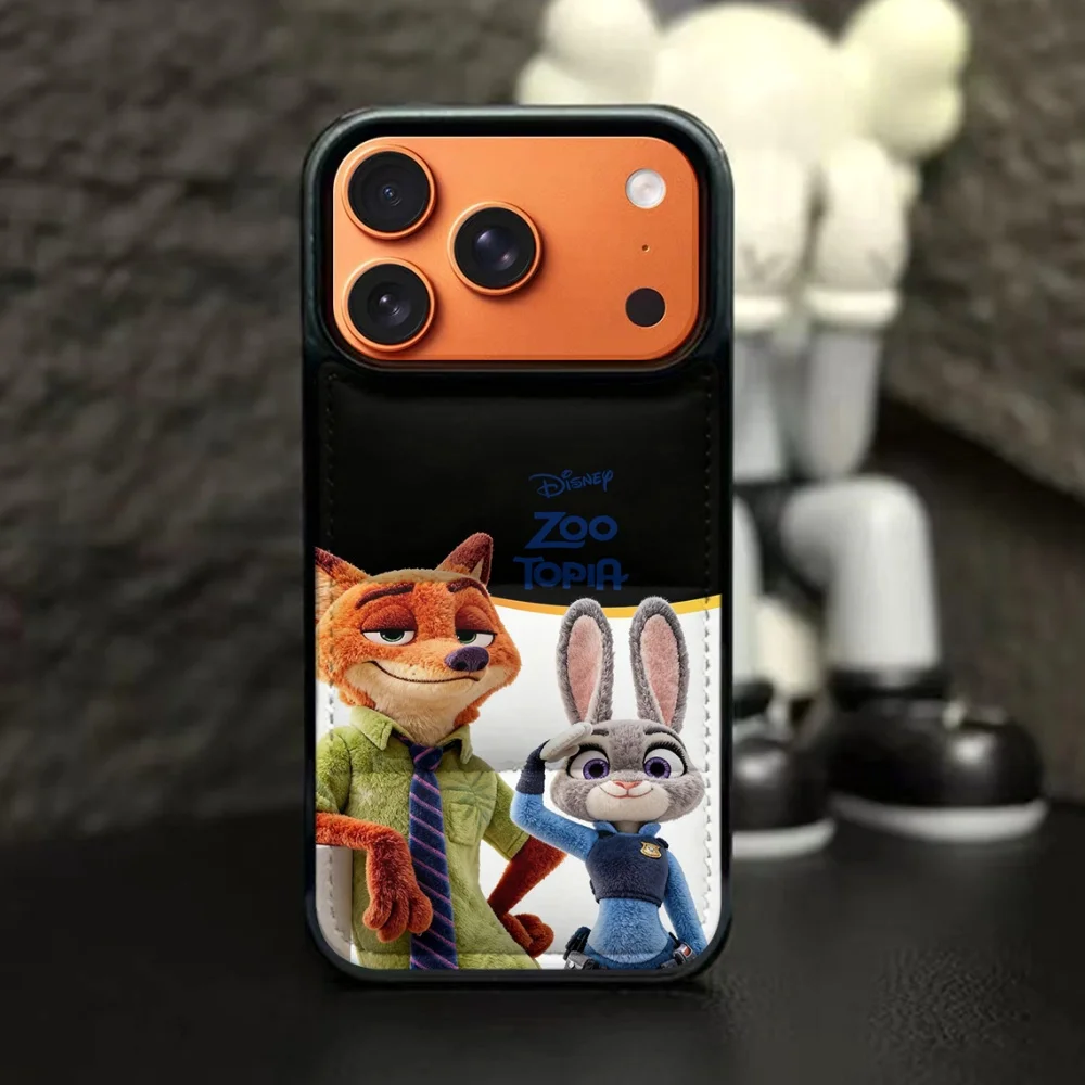 Casing Ponsel Jaket Trendi Bertema Disney Zootopia untuk 17 16 15 14 13 12 11 Pro Max Air 16 Plus Sampul Ponsel Warna Kontras