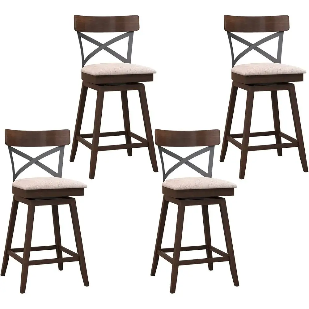 

Набор из 4 шт., 25 поворотных эргономичных барных стульев с мягкими сиденьями, деревянные для кухонного острова, паба, кафе, коричневого цвета