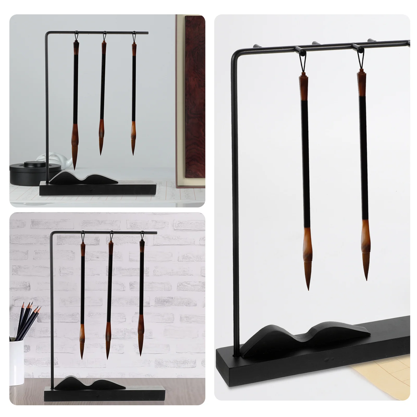 

Iron Brush Pen Holder Elegant Design Calligraphy Ink Brush Display Rack Home Office Practical Pen Organizer Calligraphy Holder