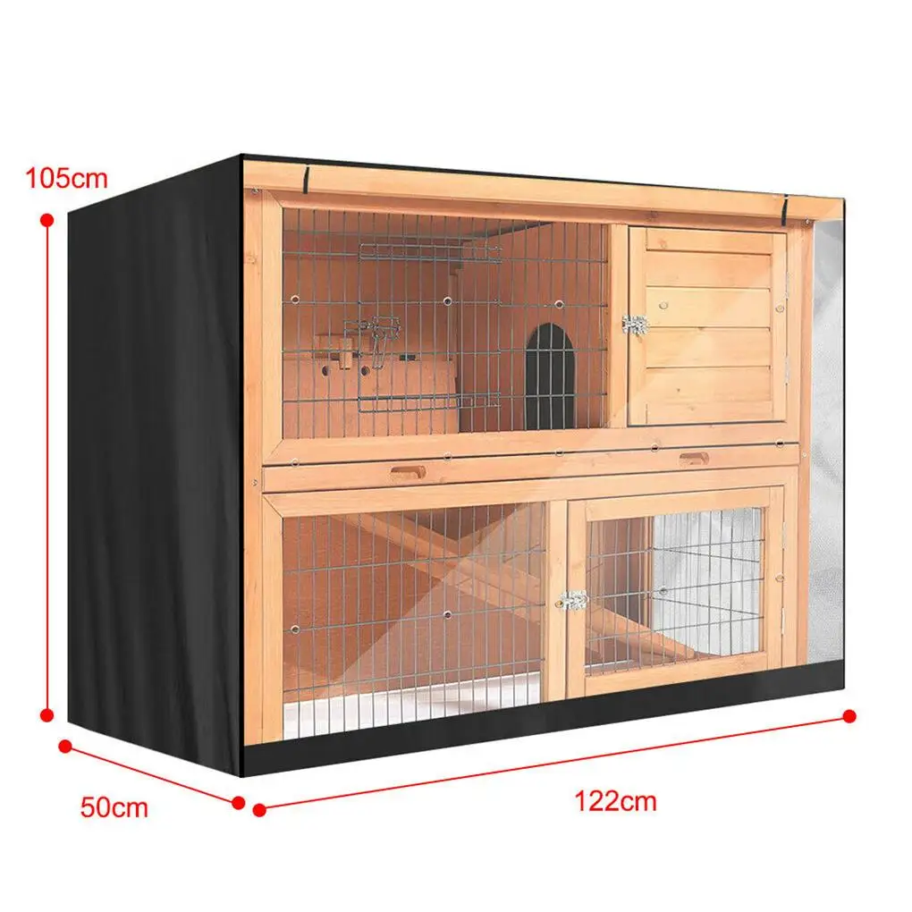 4FT Rabbit Hutch Cover Double Layer Pet Bunny Cage Waterproof Dustcover Lightweight Oxford Cloth Protective Sheath Without Cage