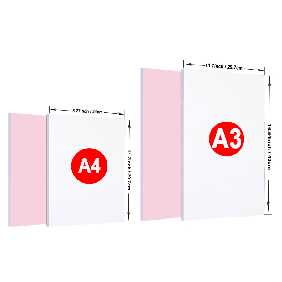 50 Blatt A3 A4 Wärmesublimations-Transferpapier von Inkjet-Drucker für Polyster, T-Shirt, Stoff, Kleidung, Tassen, Brillen, Schneidematte – Detail 2