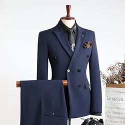 BK193Groom's traje formal de negocios para primavera y otoño, conjunto de traje informal ajustado para dos estaciones