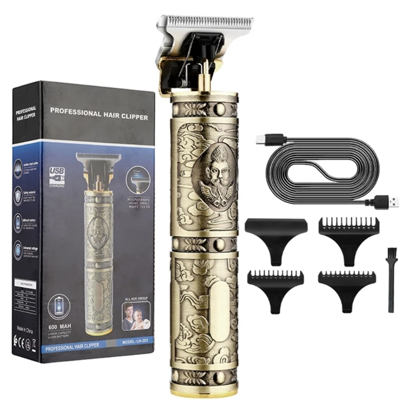 Máquina cortar cabelo retrô óleo salão cabeleireiro esculpida cortadora elétrica doméstica carregamento USB
