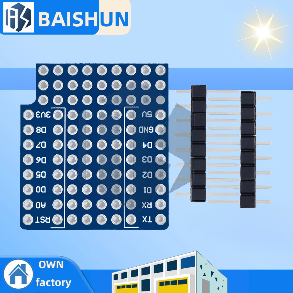 â€ŒDual-Sided ProtoBoard Shield for Wemos D1 Mini â€“ High-Density Insulated Perf Board with ESP8266 IoT GPIO Pins