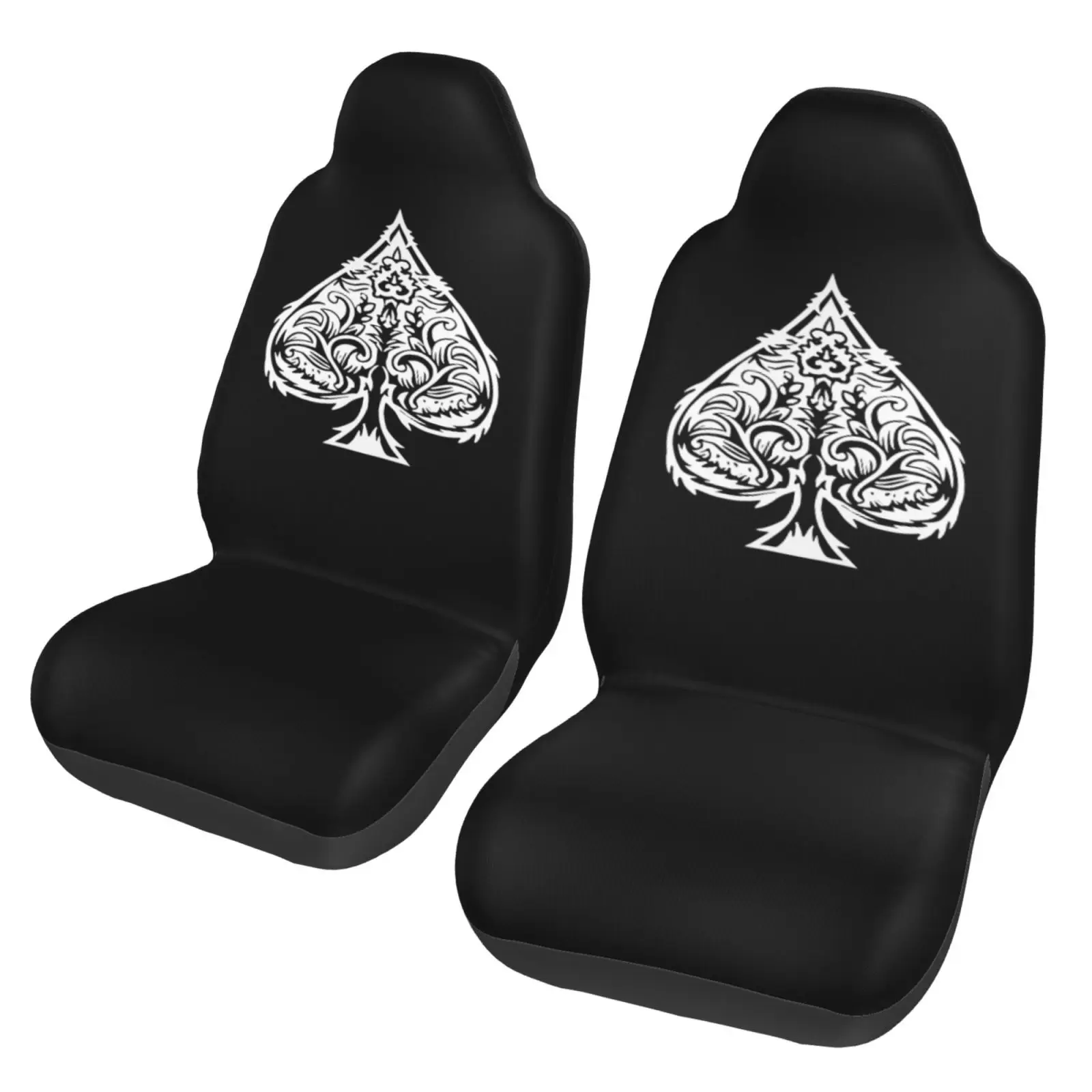 Poker Logo Spade A Printed Car Seat Cover with Stain-resistant Protection - 2-piece Seat Protection Kit