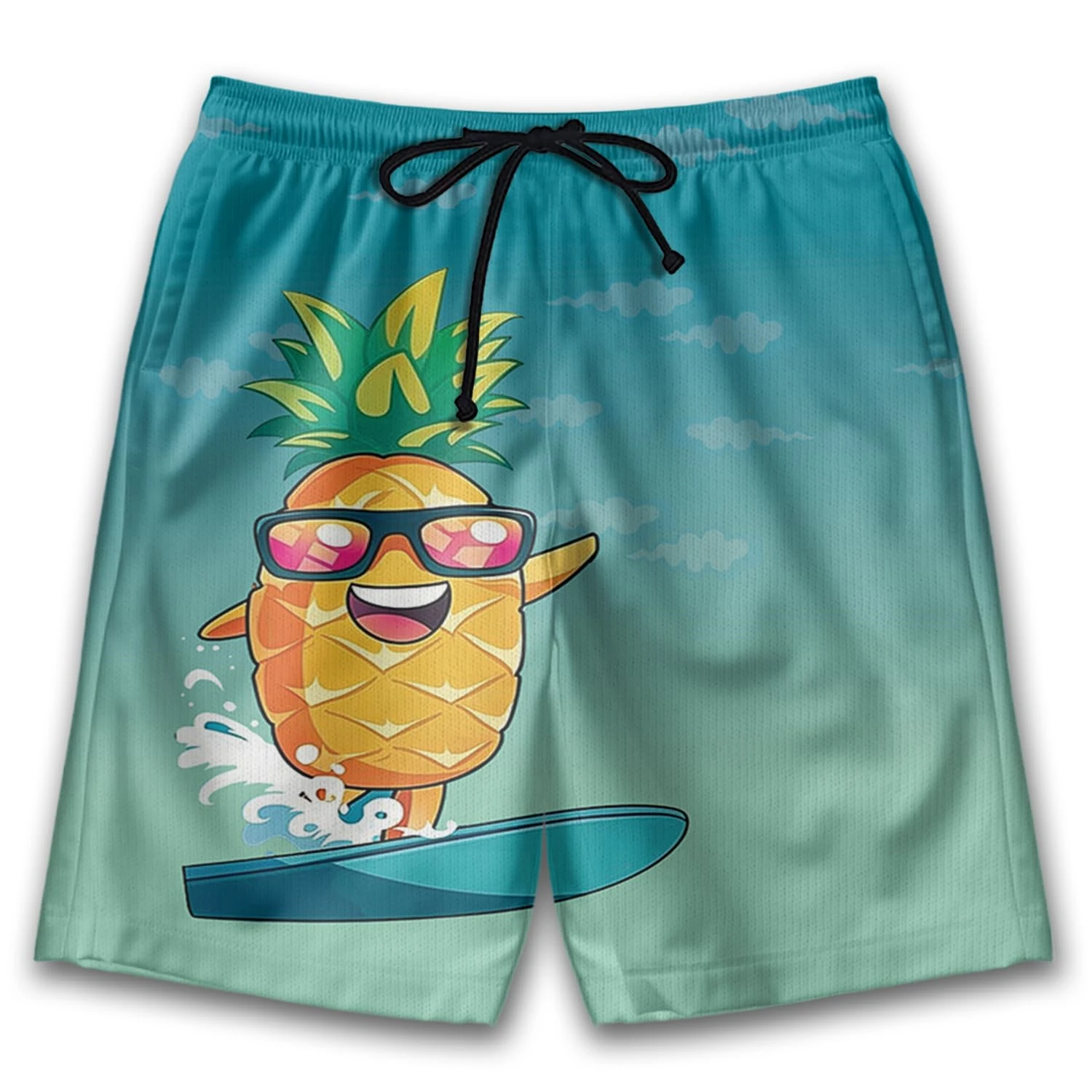 Funny Pineapple Mens Swimwear Beach Shorts Surf Board Shorts Sportwear Pant Surfing Short Swimsuit Kids Summer Swimming Bermudas