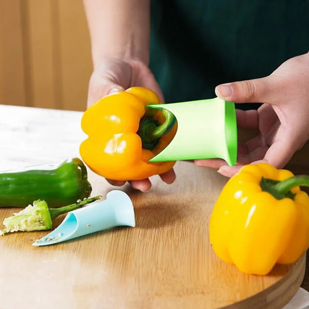 2in1 Pepper Chili Bell Jalapeno Corer Seed Remover Green Pepper Chilli Cutter Corer Slicer Fruit Peeler Kitchen Utensil