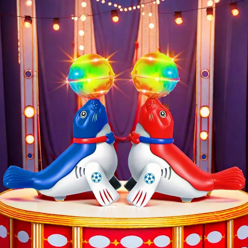 Kinderspeelgoed Topbal Zeeleeuw Dolfijn Elektrisch speelgoed Kinderen Universeel Roterend Licht Muziekprojectie Dansen Kinderspeelgoed