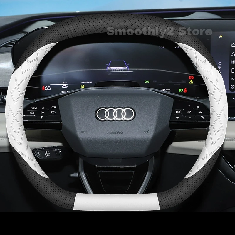 غطاء عجلة قيادة السيارة من الجلد لجميع أودي A5L Q6L Q4 Q5 S etron 2024 2025 2026 ملحقات داخلية مقاومة للاهتراء