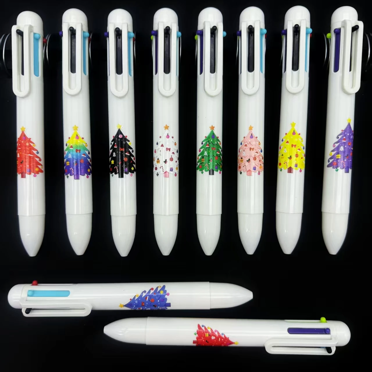 

10 шт./15 шт. красочные рождественские елочные праздничные шариковые ручки шариковые ручки с рождественской тематикой студенческие шариковые ручки «шесть в одном»