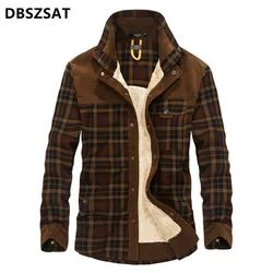 Brand Spring Winter Thick Plaid Shirt Men Long Sleeve Turn-down Collar Cotton Casual Wool Liner Warm Mens Shirts Chemise Homme