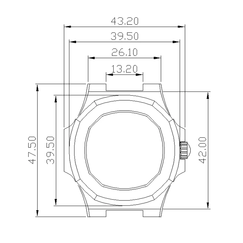 40-mm-Uhrgehäuse im Nautilus-Stil für NH35-, NH36- und NH38-Uhrwerke sowie 4R36-Uhrwerke, mit Saphirglas, wasserdicht, 30,8-mm-Zifferblatt, aus 316L-Edelstahl. – Detail 1