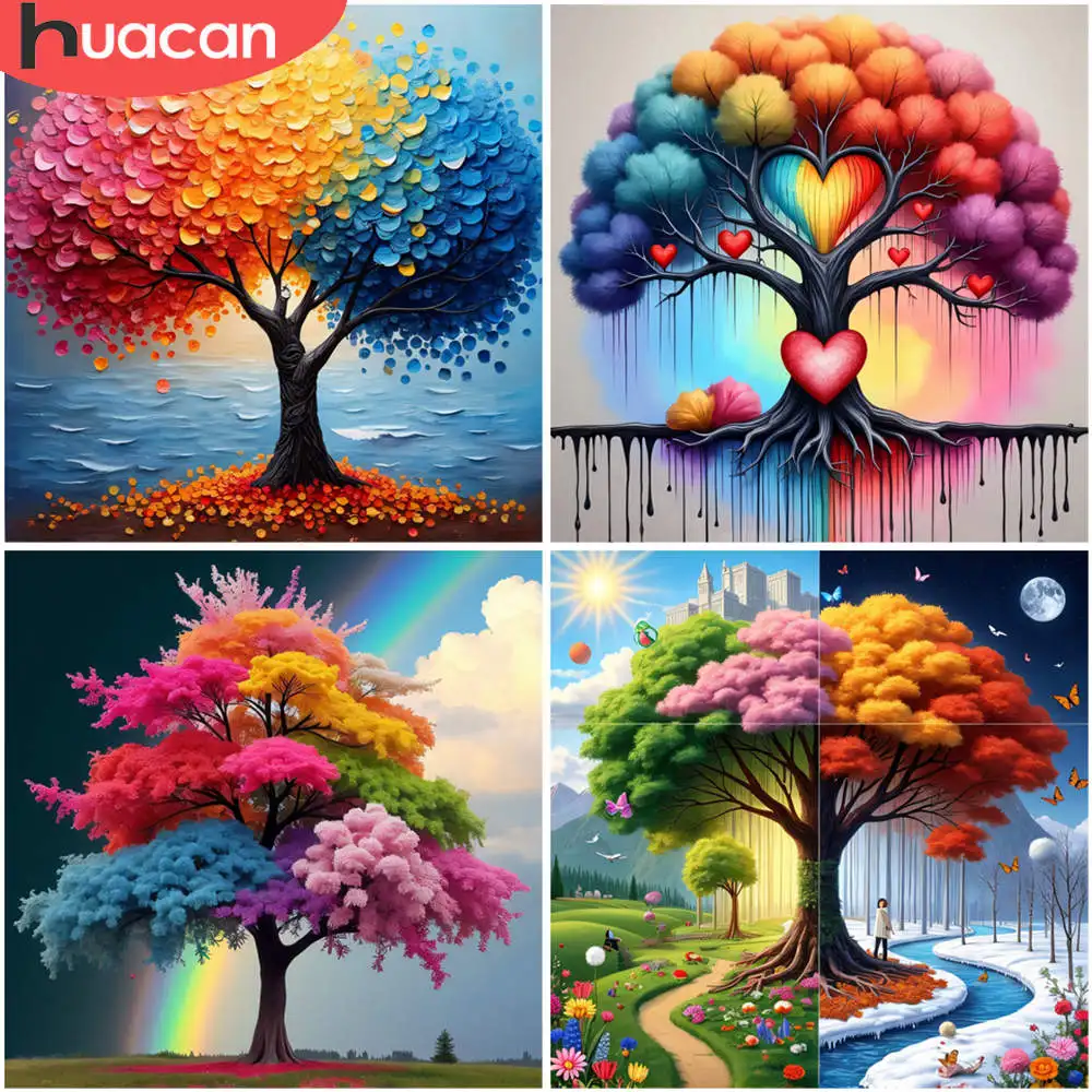 DIY Volle 11CT Stickerei Kreuz Stich Kits Bunte Abstrakte Baum Aida Tuch Nadeln Fäden Landschaft für Home Dekoration