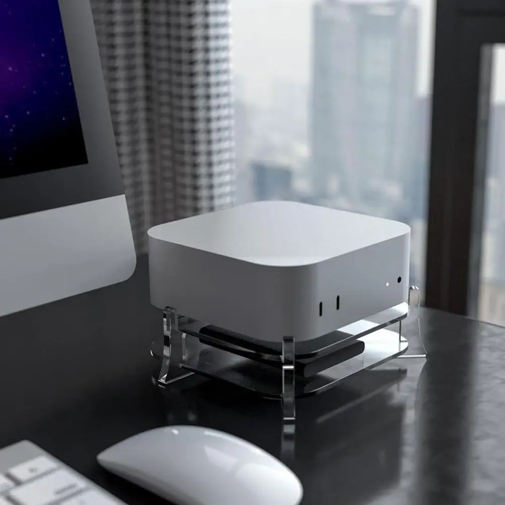 

For Mac Mini M4 Acrylic Desktop Mount Holder Heat Dissipation Space Saving, Easy Access To Power Button