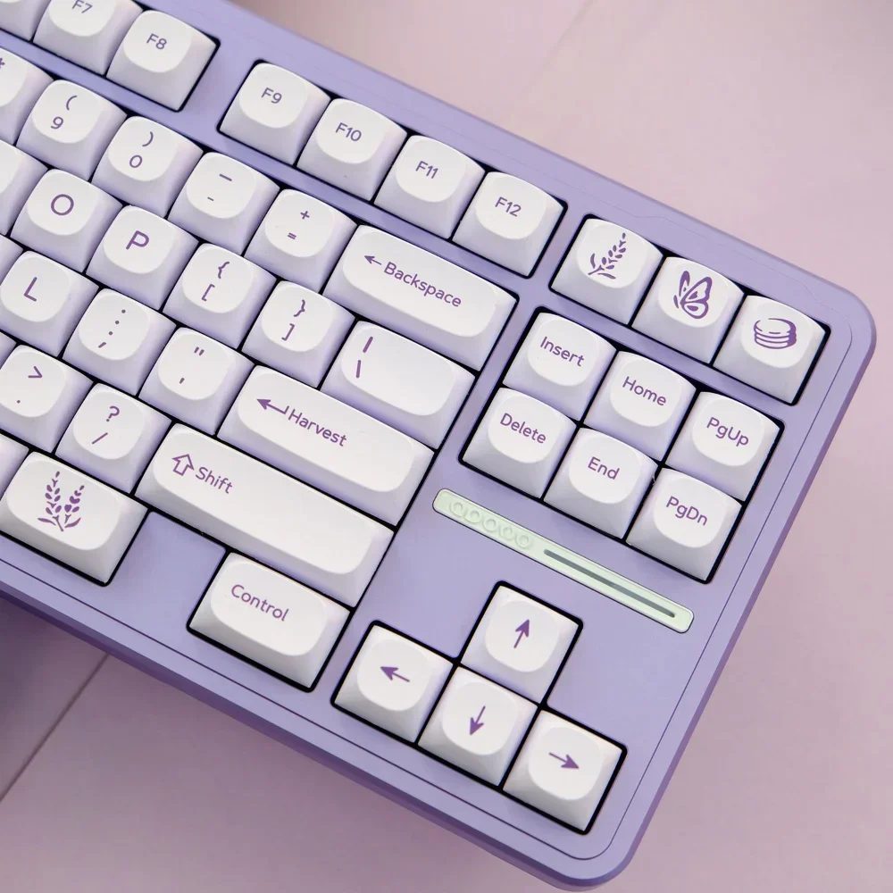 Purple Cherry PBT 120 Key Custom Keyboard Lavender Key Cap Set Is Suitable for Mechanical Keyboards Such As 66/68/86/96/98/104
