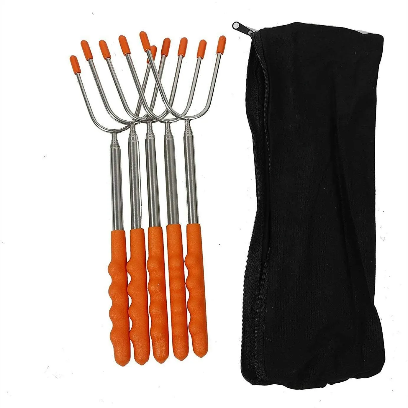 

5Pcs Telescoping BBQ Marshmallow Roasting Sticks 45" Smores Skewers Extend Fork