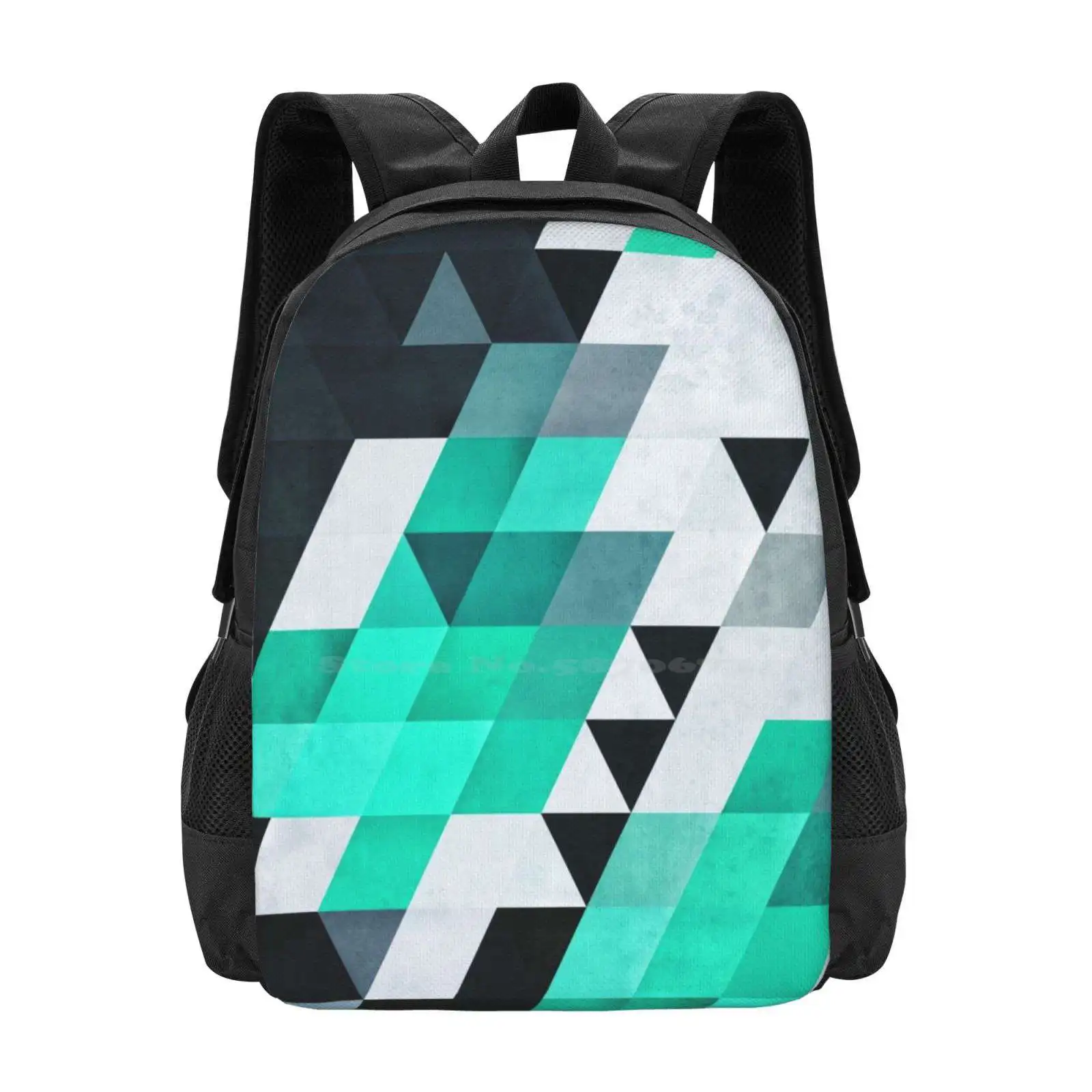 

Mynt / / 142 Pattern Design Bag Student'S Backpack Spires Abstract Pattern Geometric Geometry Teal White Black Modern Isometric